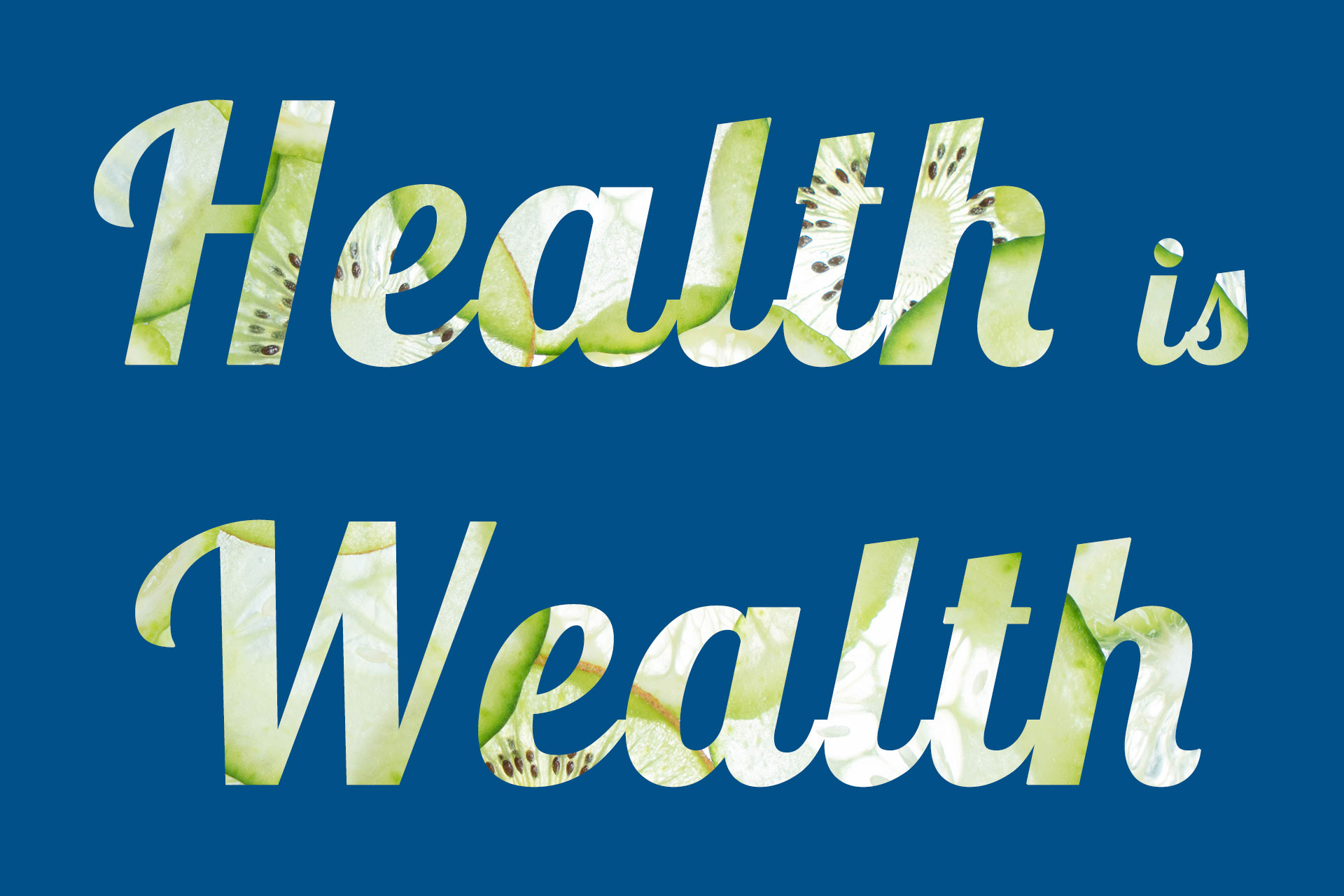 Health is Wealth written in fresh cucumber font - article title for Fish and Field Biokinetics Sandton and CapeTown
